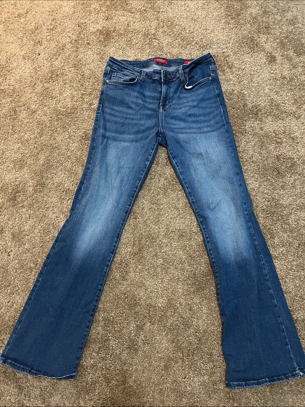 Guess Women's Blue Mid Rise Boot Cut Jeans